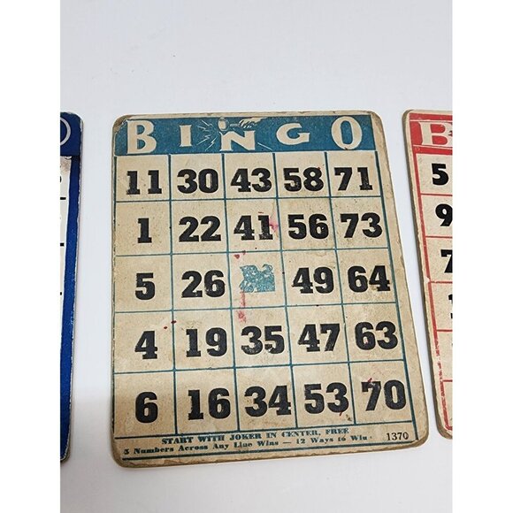 Vintage Bingo Cards Set Of 3 -Collectible Game Accessories - Picture 4 of 14